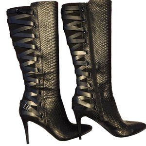 Black leather knee high heeled boots SZ 10 - AVAILABLE UNTIL 1/25/25 ONLY